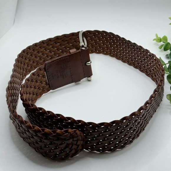 Michael Kors Brown Braided Genuine Bonded Leather Belt Size M - Picture 3 of 7